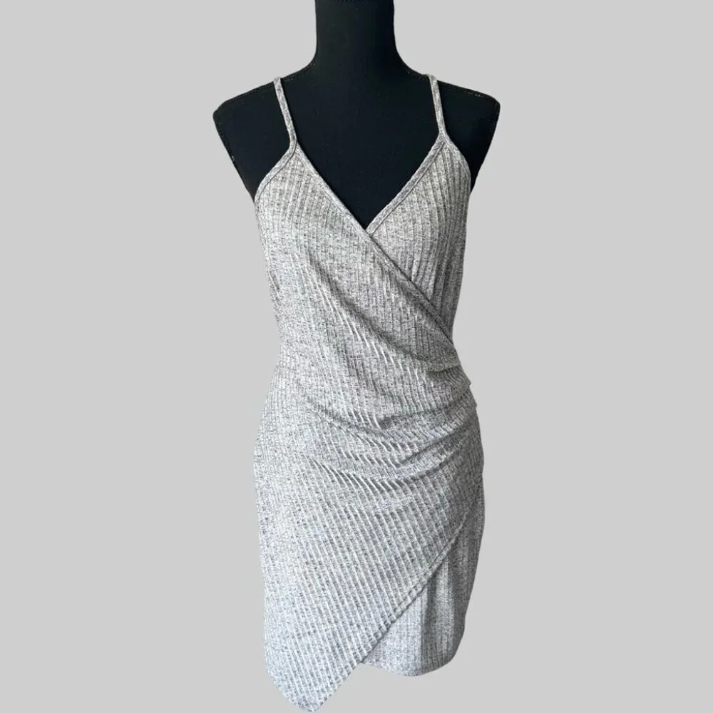 Papaya Metallic Glitter Knitted Ribbed Midi Straps Dress Made in USA